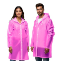 Robustt Unisex Raincoat With Hood – Pink (Pack of 2) | Waterproof Rain Poncho | EVA Material | Reusable | Lightweight | Fashionable | Universal Size | Raincoat for Men and Women