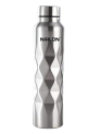 NIRLON Stainless Steel Single Wall Diamond Cut Water Bottle/Fridge Refrigerator Bottle/ 100% Leak Proof/Office Bottle/School Bottle, 1000 ML, Set of 1 (FB_Crystal Cool)