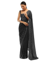 SWADESI STUFF Georgette Saree with Banglory Silk Blouse and Siroski Work Crystal Embellishments – Indian Ethnic Wear for Women